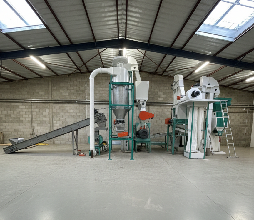 pellets line with excentric die